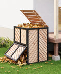 Beefy 115 Gallon Solid Wood Compost Bin with Pull Out Door and Flip Top Lid for Outdoor Backyard Garden and Patio Use
