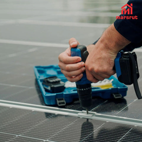 Installation of 10 Pcs Solar Panel Clamps For Unistrut System And Mounting Bracket Kit with drill on solar panel
