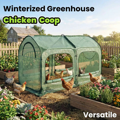 Pop Up Greenhouse Tent Cover Tunnel For Backyard Plants Large PE Grow House With Mesh Windows Sunshine Room For Warmth And Seedling Care Frost Protection Includes Stakes And Guy Ropes Easy Setup