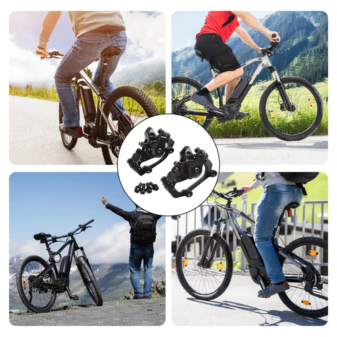 Mechanical Disc Brake Caliper Set For 160mm Rotors Aluminum Alloy Calipers With Metal Pads Front And Rear Compatibility For Electric Bikes Mountain Road And Folding Bikes Dope Stopping Power
