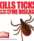 Image of a tick with text highlighting its ability to transmit Lyme disease, promoting Ready To Spray Outdoor Insect Killer With Hose End Sprayer.