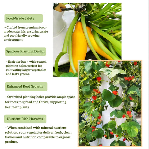 Vertical Hydroponic Tower Garden Kit With Trellis showcasing growing herbs and vegetables in a compact vertical design