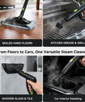 Heavy Duty Steam Cleaner For Home 1500W High Pressure Canister Steamer cleaning sealed hard floors and kitchen grill
