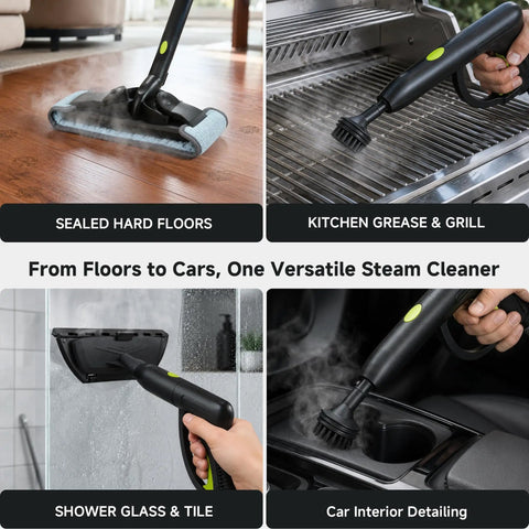 Heavy Duty Steam Cleaner For Home 1500W High Pressure Canister Steamer cleaning sealed hard floors and kitchen grill