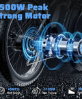Close-up of Electric Fat Tire Ebike For Adults With 45 MPH Peak Speed 52V 25Ah 2500W Peak Power motor illustration