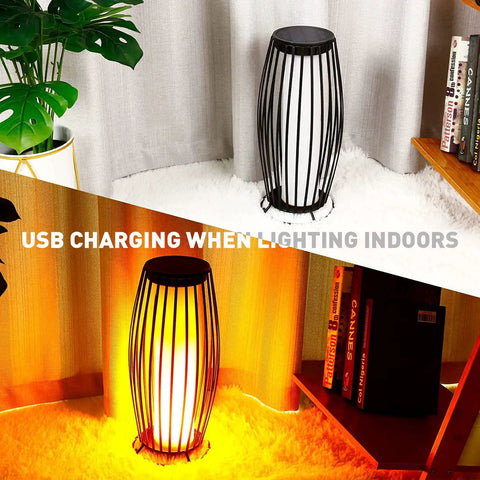 Outdoor Solar Lantern With USB Rechargeable Battery Waterproof LED Garden Light In Birdcage Metal Decor Style glowing indoors