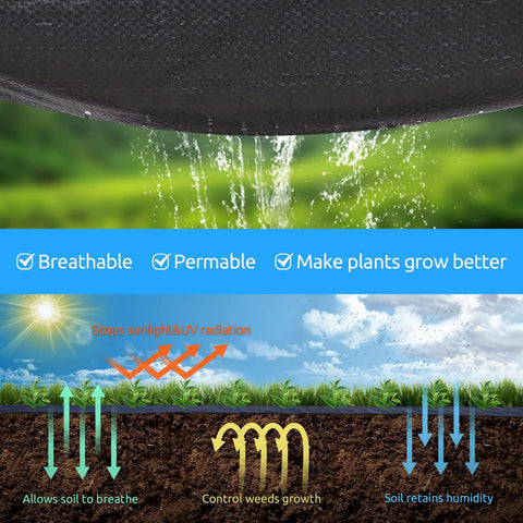 Heavy Duty Black Weed Barrier Fabric 6 Ft By 300 Ft Premium 3.5 Oz Woven Ground Cloth With Superior Permeability illustration