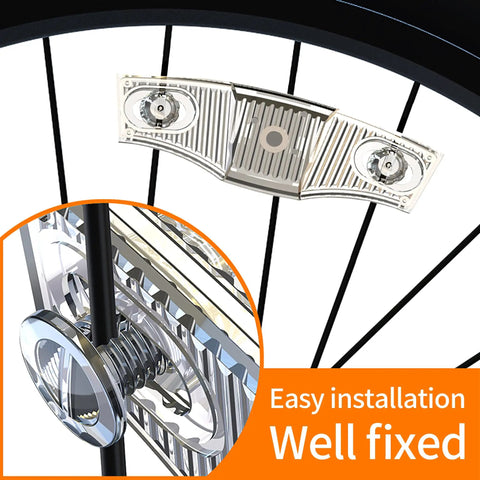 Rechargeable Bike Wheel Lights Set of 2 with Motion Sensor Weatherproof Spoke Lights for Kids and Adults Rad 7 Color LED installation detail