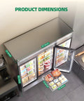 Heavy Duty Three Door Glass Display Freezer Keeps Your Store Inventory Chill No Sweat With Auto Defrost Digital Temperature Control Stainless Steel dimensions and layout shown from above