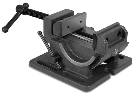 Tilting Vise For Benchtops And Drill Presses, 3.25 Inch Jaw Opening, 1.75 Inch Jaw Size, Industrial Cast Iron, angled view