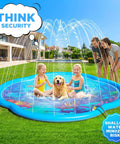Sea World 75 Inch Splash Pad Sprinkler For Kids And Dogs Thickened Outdoor Water Toy Play Mat with children and dog playing