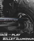 Hardcore Billet Aluminum Upper And Lower Radius Rods Kit With Chromoly Heim Joints And Nuts For 2011 To 2014 Polaris Rzr XP900 XP 900 Two And Four Seat UTVs Built To Take A Beating And Keep On Rolling, black radius rods on UTV wheel