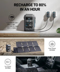 C300 DC Portable Power Station 288Wh LiFePO4 Battery 300W Solar Generator with charging setup with solar panels