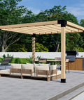 Freestanding Pergola Bracket Kit With Slatted Roof For DIY Backyard Build, 4x4 Posts And 2x4 Rafters, Up To 12 By 12 Feet, Heavy-Duty Steel