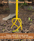 Garden Hand Tiller Claw With Wide Longer Tines Dig In Deep Twist Tiller Cultivator for soil loosening and aeration