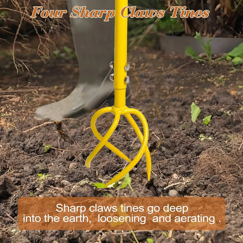 Garden Hand Tiller Claw With Wide Longer Tines Dig In Deep Twist Tiller Cultivator for soil loosening and aeration