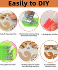 Step-by-step guide for Six Cat Diamond Painting Coaster Kit Set With Double Tools For Adults And Kids DIY Diamond Art Crafts