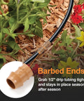 Close-up of barbed connectors from 1/2 Inch Drip Irrigation Fittings Kit With 34 Pieces for garden drip system setup.