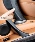 Before and after of BMW 3 Series Door Handle Replacement Kit Right Side Outer Cover And Pull Handle For E90 E91 E92 E93 2004-2011.