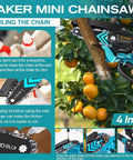 Saker 4-inch Mini Cordless Chainsaw Portable Electric Handheld Pruning Saw being oiled for tree branches and yard tasks