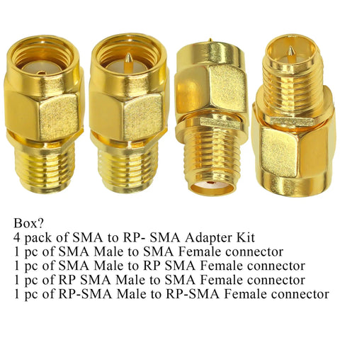 4 Pack SMA To RP SMA Coax Connector Adapter Kit Low Loss Gold Plated Brass Cables For Radio Antenna Audio Video Ham Radio Setup And Diy Projects