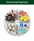 Heavy Duty Wire Lazy Susan Organizer Baskets Set Of Four Rust Resistant Corner Cabinet Storage With Secure Handles Top Tier One Quarter Wedge Design Loads Heavy Items Without A Sweat For 24 Inch Corners containing beverages and snacks organized in a corner cabinet.