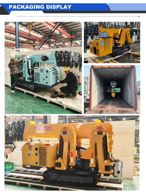 Pro Grade Mini Crawler Crane With Three Ton Hydraulic Lift System And Portable Folding Electric Hoist Plus Fly Jib in packaging display.