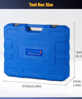 Universal 34-piece radiator pressure tester kit in blue hard case with vacuum pump