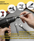 Heavy Duty Zinc Plated Eye Lag Wood Screws Paired With A Quick Install Driver Bit in use with a drill for mounting projects.