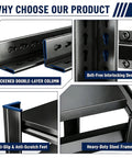 Five Tier Heavy Duty Metal Bookshelf Set, 72 Inch Tall Adjustable Bookcase with bolt-free black shelves detail