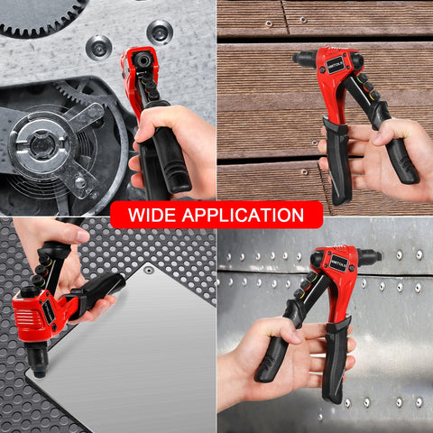 Pop Rivet Gun Kit With 200 Blind Rivets, Upgraded Manual Single Hand Riveter in various applications, four interchangeable heads