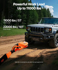 10 Ton Winch Snatch Block For Off Road Recovery on orange rope, attached to SUV for mud towing