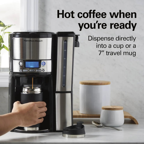 One Press Programmable Dispensing Coffee Maker No Carafe For Fresh Coffee On Demand 12 Cup Capacity 60 Oz Removable Reservoir