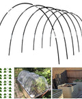 Six Pack Of 7 Foot Fiberglass Greenhouse Hoops For Raised Beds Rust Proof Garden Netting Support Small Greenhouse Kit For Shade Cloth And Plant Row Covers 30 Pieces, shown in arch formation.