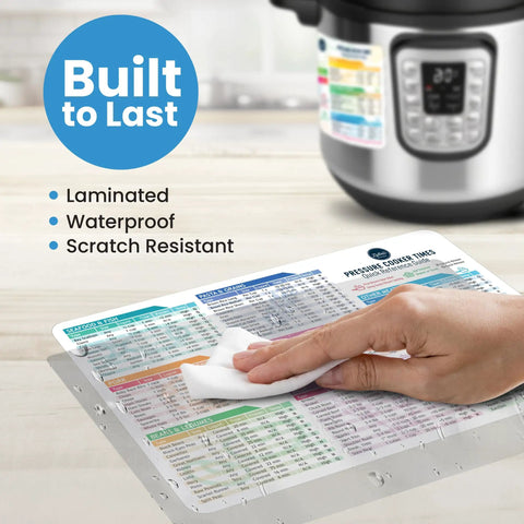 Pressure Cooker Cheat Sheet Magnet Set With 100 Plus Cook Times And Liquid Ratios No Guesswork Quick Guide For Fast Meals displayed.