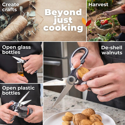 Everyday Kitchen Workhorse All Purpose Kitchen Shears And Seafood Scissors Set With Lifetime Replacement Warranty Heavy Duty Stainless Steel Cutters For Cooking Prep And Seafood Ergonomic Handles And Sharp Blades For Quick Easy Kitchen Wins, stainless steel shears