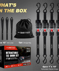 Heavy Duty Self Retracting Ratchet Straps 1 Inch By 10 Feet 1650 Pound Break Strength 4 Pack with storage bag and soft loops