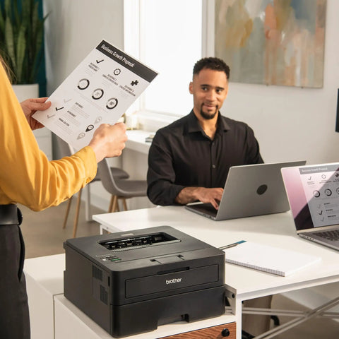 Wireless Compact Monochrome Laser Printer With Duplex Printing And Mobile Printing Black And White Output Alexa Compatible on desk