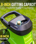 Top view of Powerful Electric Wood Chipper Mulcher With 15 Amp Motor 1.8 Inch Cutting Diameter