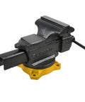 Heavy Duty 6 Inch Bench Vise With 270 Degree Swivel Base Cast Iron Construction Anvil Horn And Permanent Pipe Jaws in side view