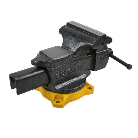 Heavy Duty 6 Inch Bench Vise With 270 Degree Swivel Base Cast Iron Construction Anvil Horn And Permanent Pipe Jaws in side view