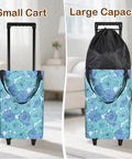 Collapsible Shopping Cart With Wheels Expandable Portable Waterproof Tote showing small cart and expanded large capacity