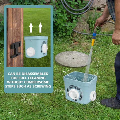 Straight Up No Mess Chicken Feeder For Chicks And Hens Heavy Duty Waterproof Poultry Dispenser being cleaned with a hose.