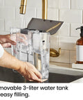 Next Level No Sweat Home Espresso Machine Built Around Conical Burr Grinder Barista Steam Frother showing removable 3-liter water tank for easy filling.