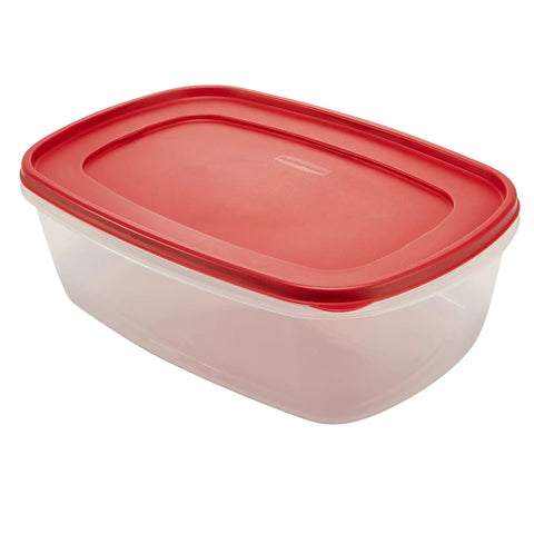 Heavy-Duty No-Brainer Stackable Food Storage Container 2.5 Gallon With Easy Find Lids, 40-Cup Capacity, Clear Base, Racer Red Lid