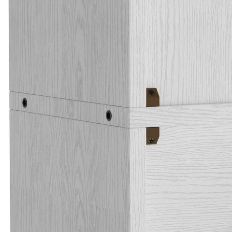 Close-up of Sturdy MDF construction on Pair Of Six Tier Floor Standing Bookshelves 70 Inch Tall Display Storage Shelves