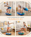 Legit 4D Curved Vibration Plate Exercise Machine With Triple Motor Seven Modes And Sixty Speeds Vibrating Platform in use with two models demonstrating various exercises.