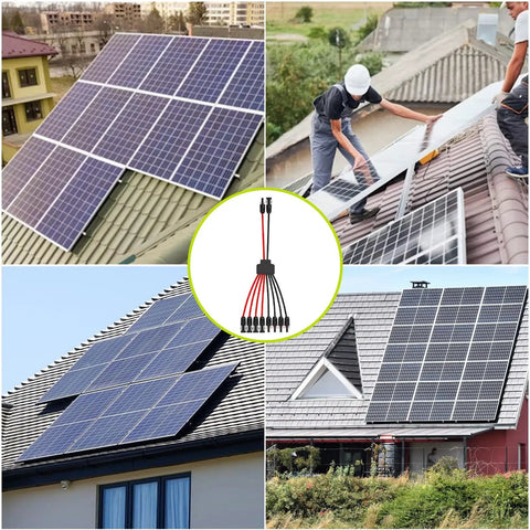 2 To 8 Solar Panel Y Branch Parallel Connector Cable For Easy 4 Panel Setup displayed with rooftop solar installations.