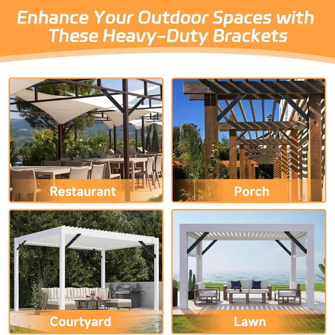45 Degree Angle Support Bracket For Outdoor Wood Structures Heavy Duty Pergola Kit Connector For Gazebos Treehouses Log Cabins And Patios Rust-Resistant Carbon Steel Ultra Durable One Piece Bracket