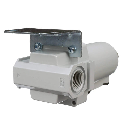 Heavy Duty Compressed Air Particulate Filter With 10 Micron Element, Metal Bowl And Sight Glass, Half Inch NPT Connection with bracket